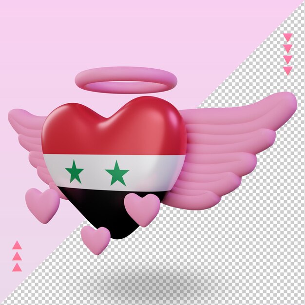 PSD 3d valentine love drapeau syrie rendu vue droite