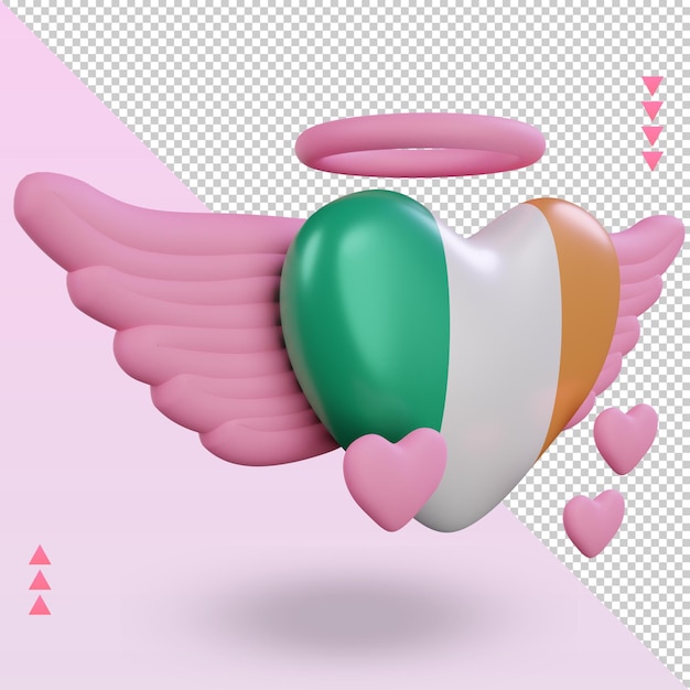 3d valentine love irlanda bandera renderizado vista izquierda