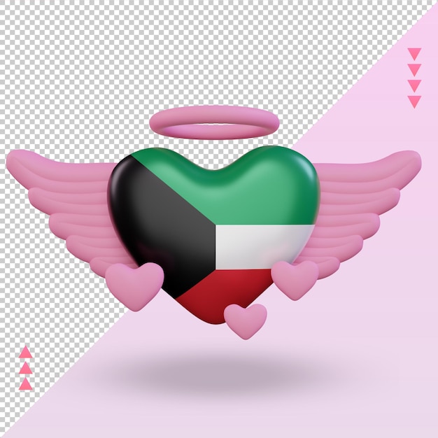 3d valentine love kuwait bandera renderizado vista frontal