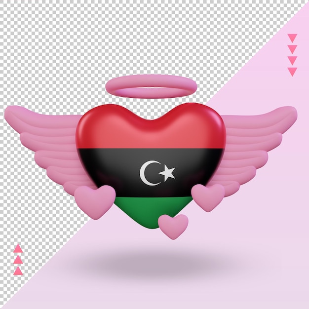 3d valentine love libia bandera renderizado vista frontal