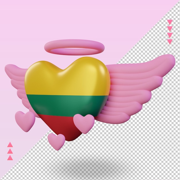 3d valentine love Lituania bandiera rendering vista a destra