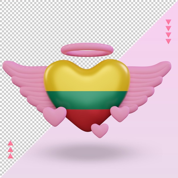 3d valentine love Lituania bandiera rendering vista frontale