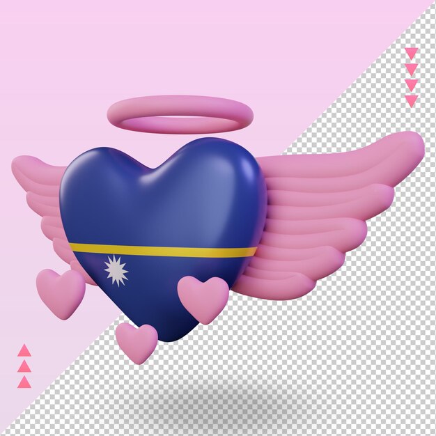 3d valentine love nauru flag renderizado vista derecha