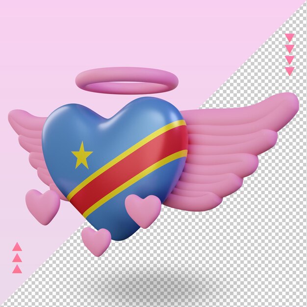 3d Valentine Love Rendu Du Drapeau Du Congo Démocratique Vue De Droite