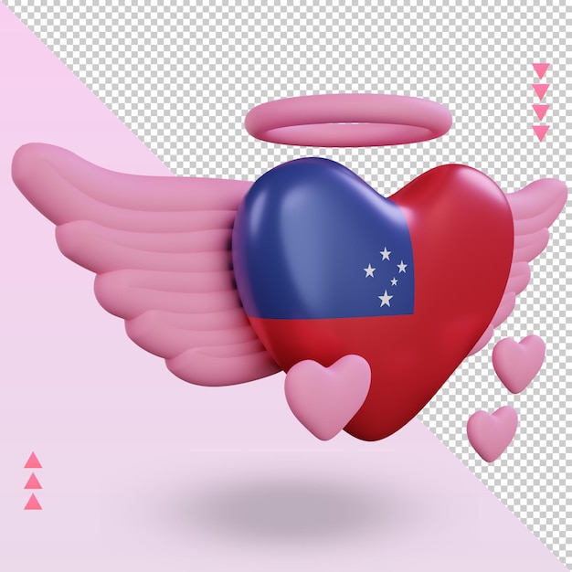 3d Valentine Love Samoa Flag Rendu Vue De Gauche