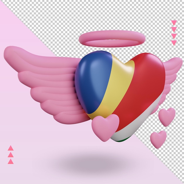 3d valentine love Seychelles flag rendering vista izquierda