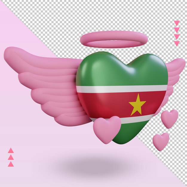 3d Valentine Love Suriname Flag Rendu Vue De Gauche