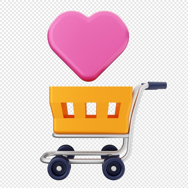 3D-Valentines Liebe Einkaufswagen