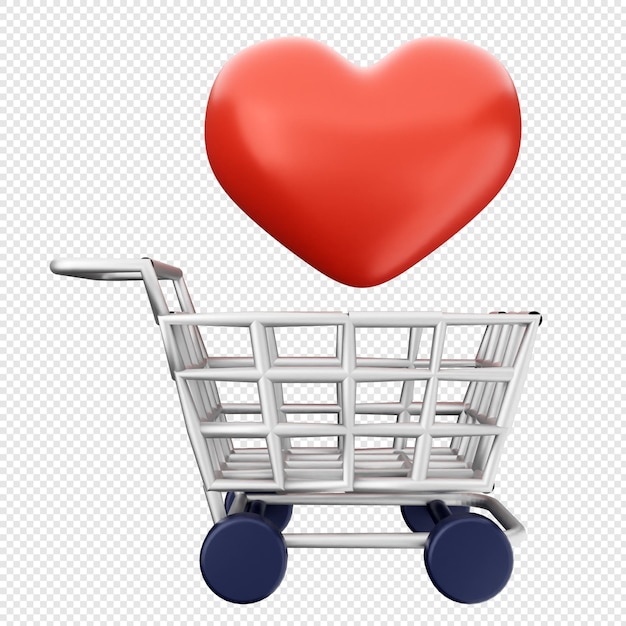 3D-Valentines Liebe Einkaufswagen