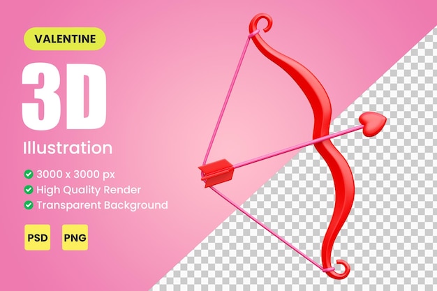 3D-Valentinsgruß-Amor-Pfeil-Illustration