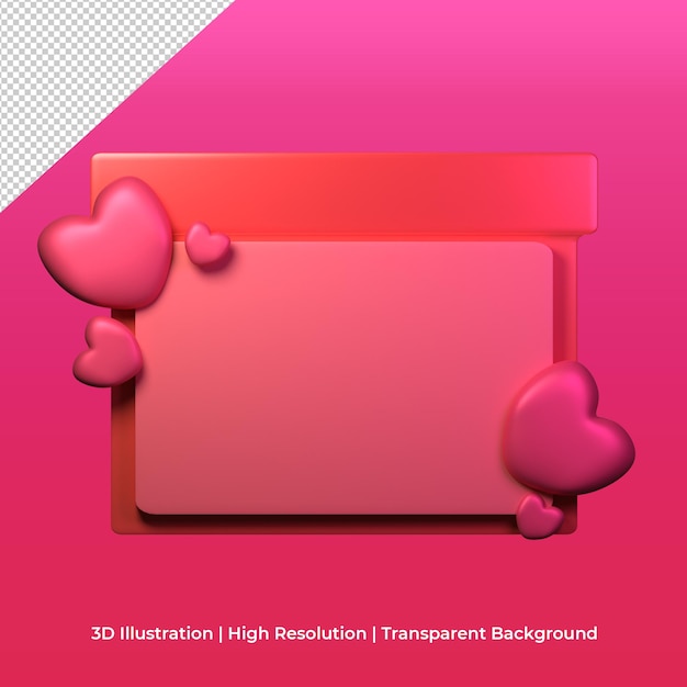 3D-Valentinstag-Banner-Apps-Konzept mit Liebe