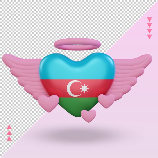 3D Valentinstag Liebe Aserbaidschan Flagge Rendering Vorderansicht