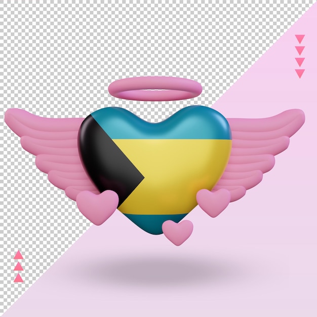 3d valentinstag liebe bahamas flagge rendering vorderansicht