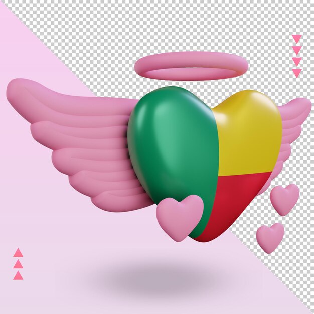 3d valentinstag liebe benin flagge rendering linke ansicht