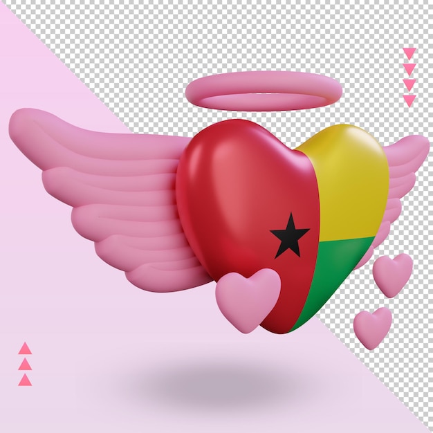 3D Valentinstag Liebe Guinea Flagge Rendering linke Ansicht