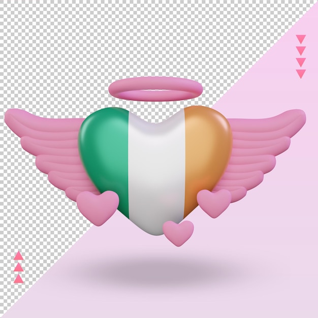 3d valentinstag liebe irland flagge rendering vorderansicht