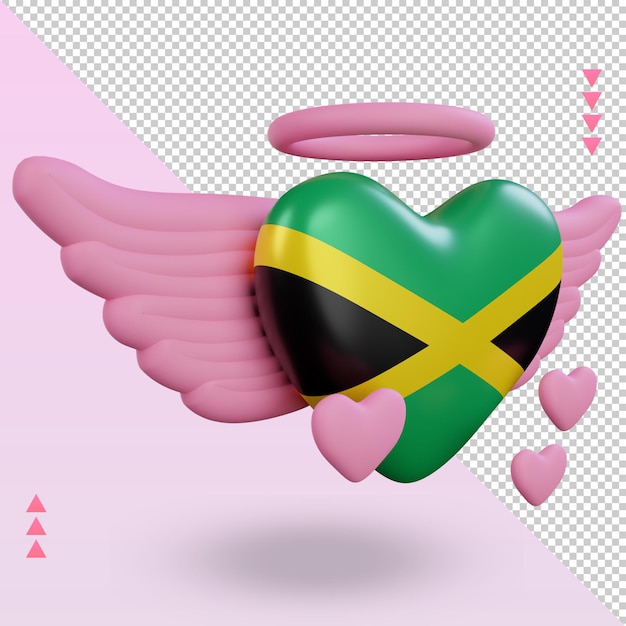 3d valentinstag liebe jamaika flagge rendering linke ansicht