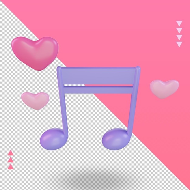 3d-valentinstag-liebeslieder-icon-rendering ansicht von oben