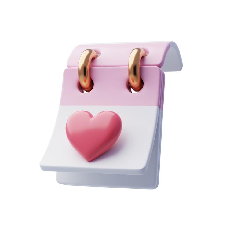 PSD 3d-valentinstag-papierkalender-notizen-erinnerungs-jubiläums-valentinstag-konzept