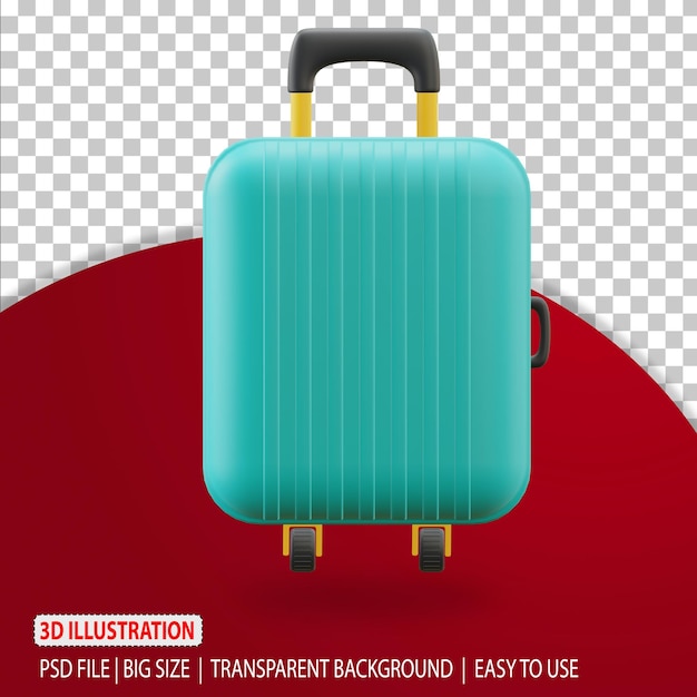 3d valigia icona viaggio illustrazione rendering con sfondo trasparente