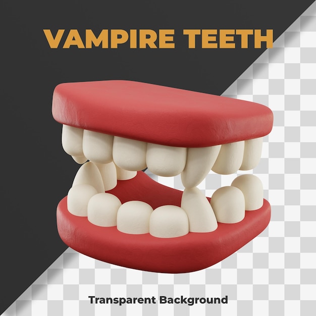 PSD 3d, vampire, dents, icône, halloween, illustration