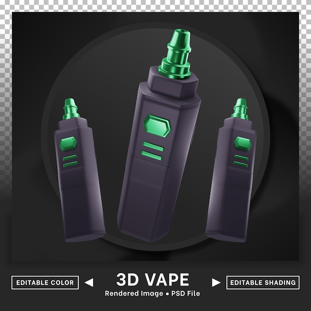 PSD 3d vape icon display forma delgada color editable