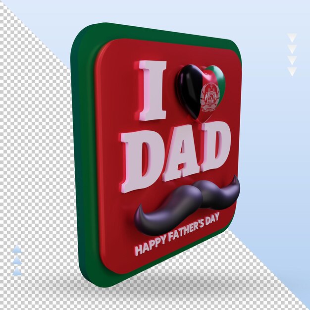 3D-Vatertag Afghanistan Love Flag Rendering linke Ansicht