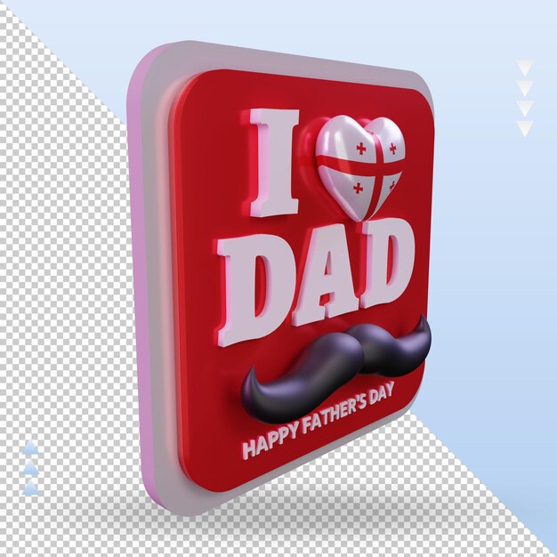 3D-Vatertag Georgia Love Flag Rendering linke Ansicht