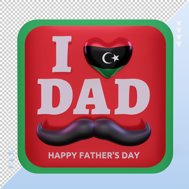 3D-Vatertag Libyen Liebe Flagge Rendering Vorderansicht
