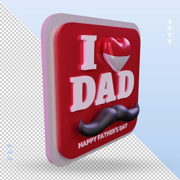 3D-Vatertag Monaco Love Flag Rendering linke Ansicht