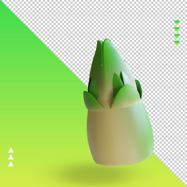 3d vegetable bamboo shoot rendering left view