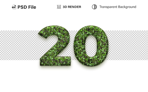 3d Veinte Efecto de hierba número 20 aislado en fondo transparente