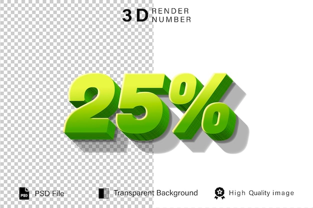 3d Veinticinco descuento reciente 25 verde con color limón aislado en fondo transparente