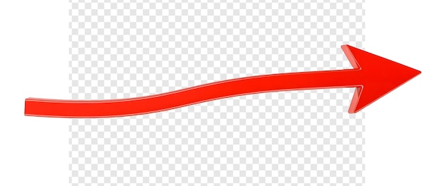 3D-Vektorbild mit rotem Pfeilzeichen auf durchsichtigem PNG, isoliert auf weißem Hintergrund