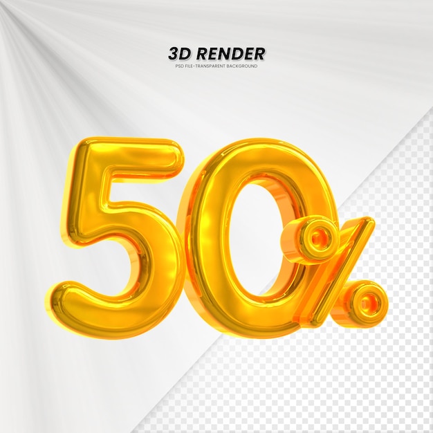 3d vendas desconto preço tag 3d renderização para composição 50 por cento conceito de número