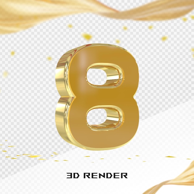 3D Vendita di sconto promozione numero 8 Per cento 3d rendering oro