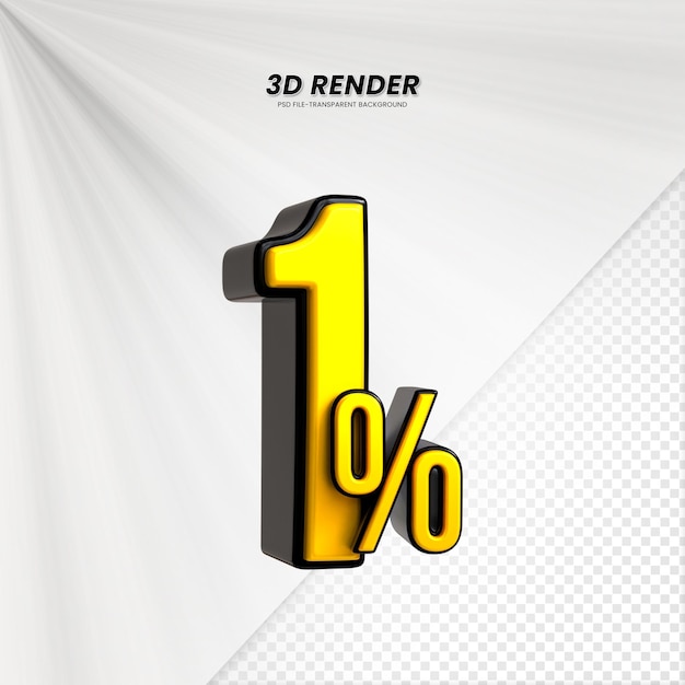 3d vendita sconto prezzo tag 3d rendering per la composizione 1 per cento concetto di numero