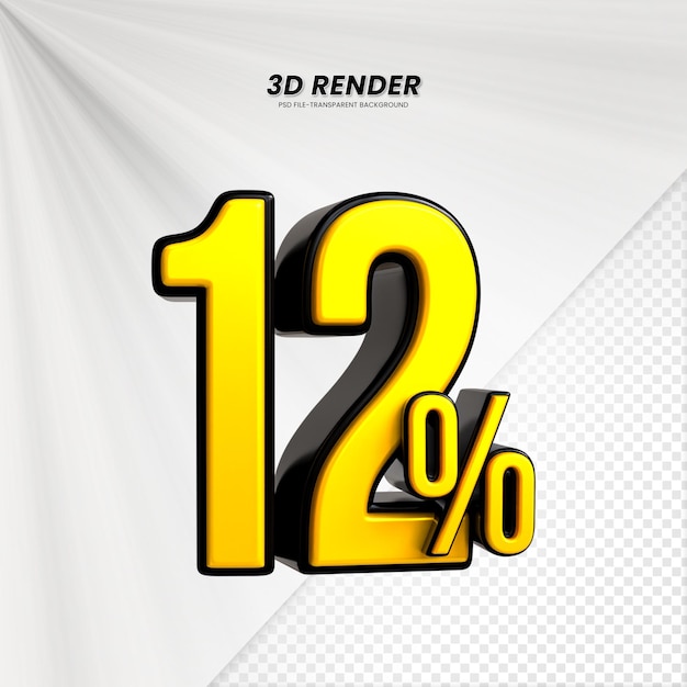 3D vendita sconto prezzo tag 3D rendering per la composizione 12 per cento concetto di numero