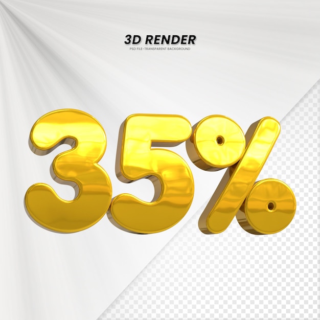 3D vendita sconto prezzo tag 3D rendering per la composizione 35 per cento concetto di numero