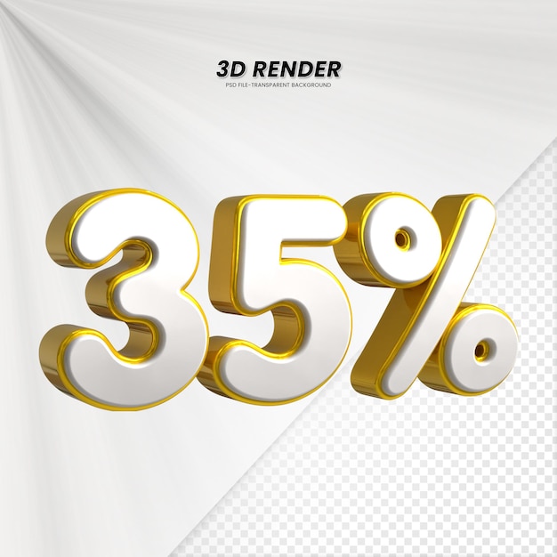 3D vendita sconto prezzo tag 3D rendering per la composizione 35 per cento concetto di numero