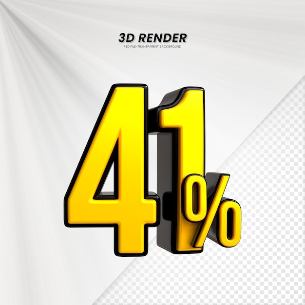 3D vendita sconto prezzo tag 3D rendering per la composizione 41% concetto di numero
