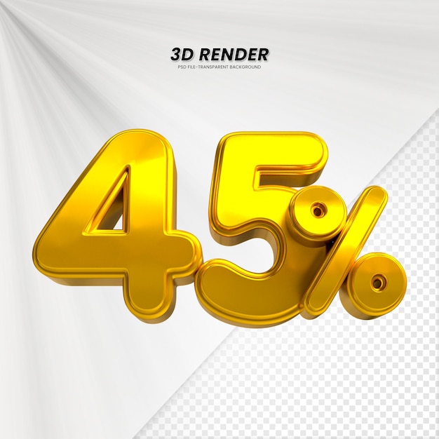 3d vendita sconto prezzo tag 3d rendering per la composizione 45 per cento concetto di numero