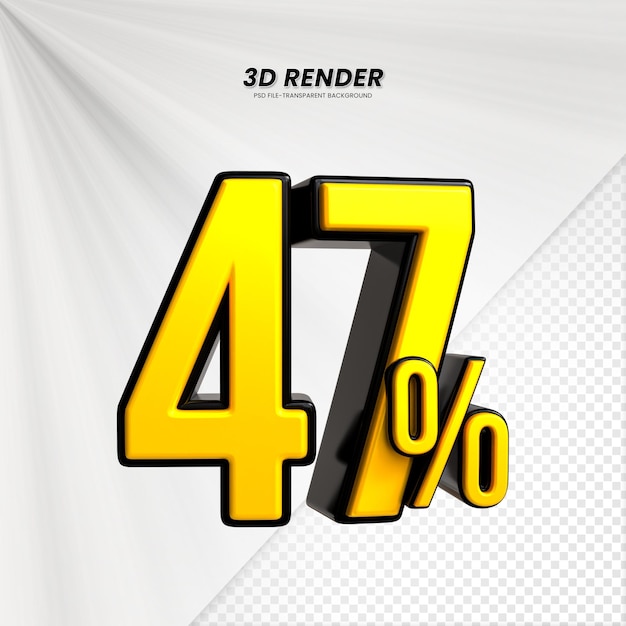 3D vendita sconto prezzo tag 3D rendering per la composizione 47 per cento concetto di numero