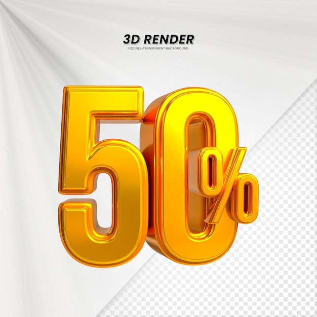 3d vendita sconto prezzo tag 3d rendering per la composizione 50 per cento concetto di numero