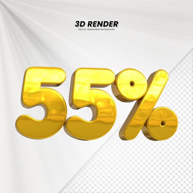 3D vendita sconto prezzo tag 3D rendering per la composizione 55 per cento concetto di numero