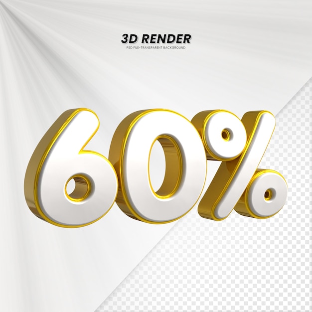 3d vendita sconto prezzo tag 3d rendering per la composizione 60 per cento concetto di numero