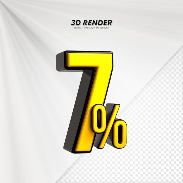3d vendita sconto prezzo tag 3d rendering per la composizione 7 per cento concetto di numero