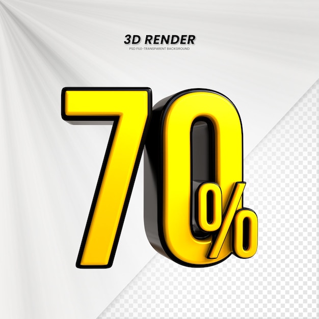3D vendita sconto prezzo tag 3D rendering per la composizione 70 per cento concetto di numero