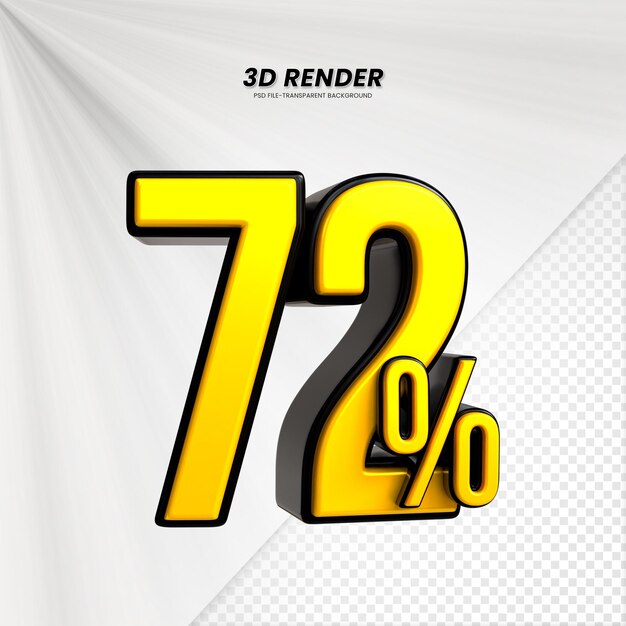 3D vendita sconto prezzo tag 3D rendering per la composizione 72 per cento concetto di numero