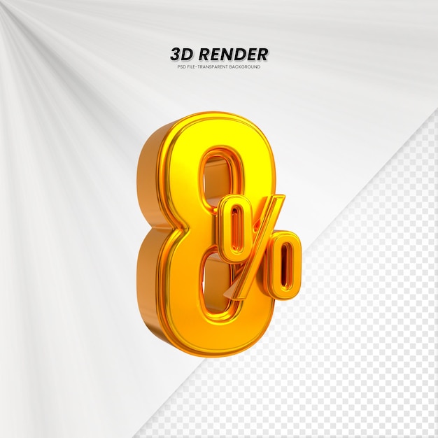 3d vendita sconto prezzo tag 3d rendering per la composizione 8 per cento concetto di numero